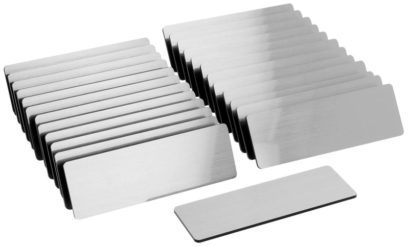 ExcelMark Blank Name Tag/Badge with Magnetic Backing - 1"x 3"(25 Pack - Silver) - Image 1